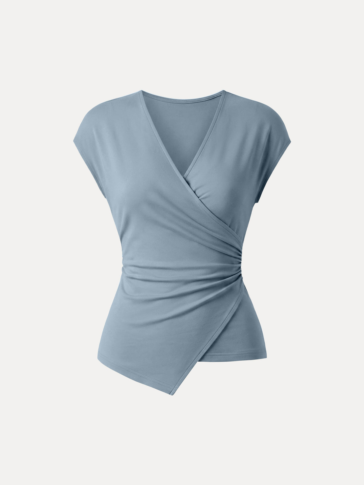 Lyocell Wool Surplice Cap Sleeve Asymmetrical Top — original photo 11