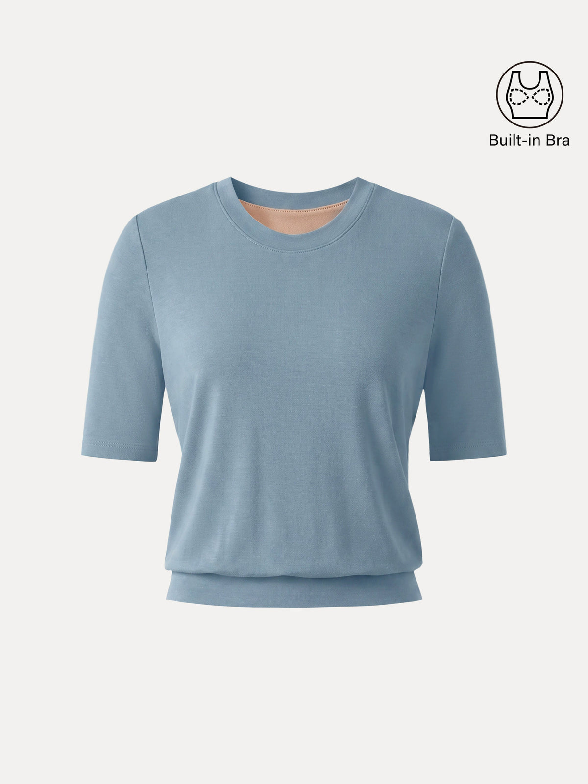 Lyocell Wool Crewneck Built-In Bra Top with Banded Hem — original photo 9