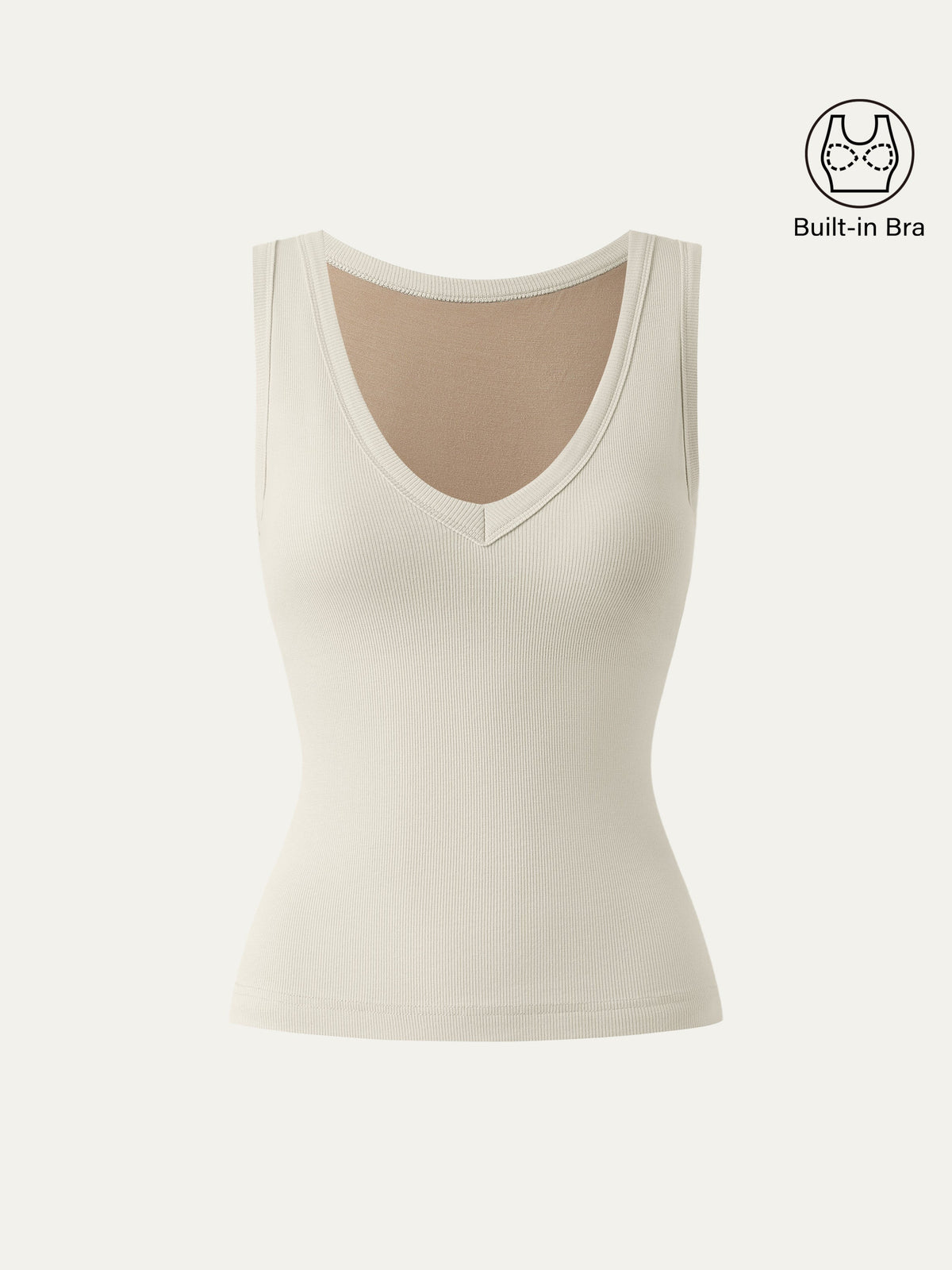 Stretchy V-neck Cotton Built-In Bra Tank — original photo 17