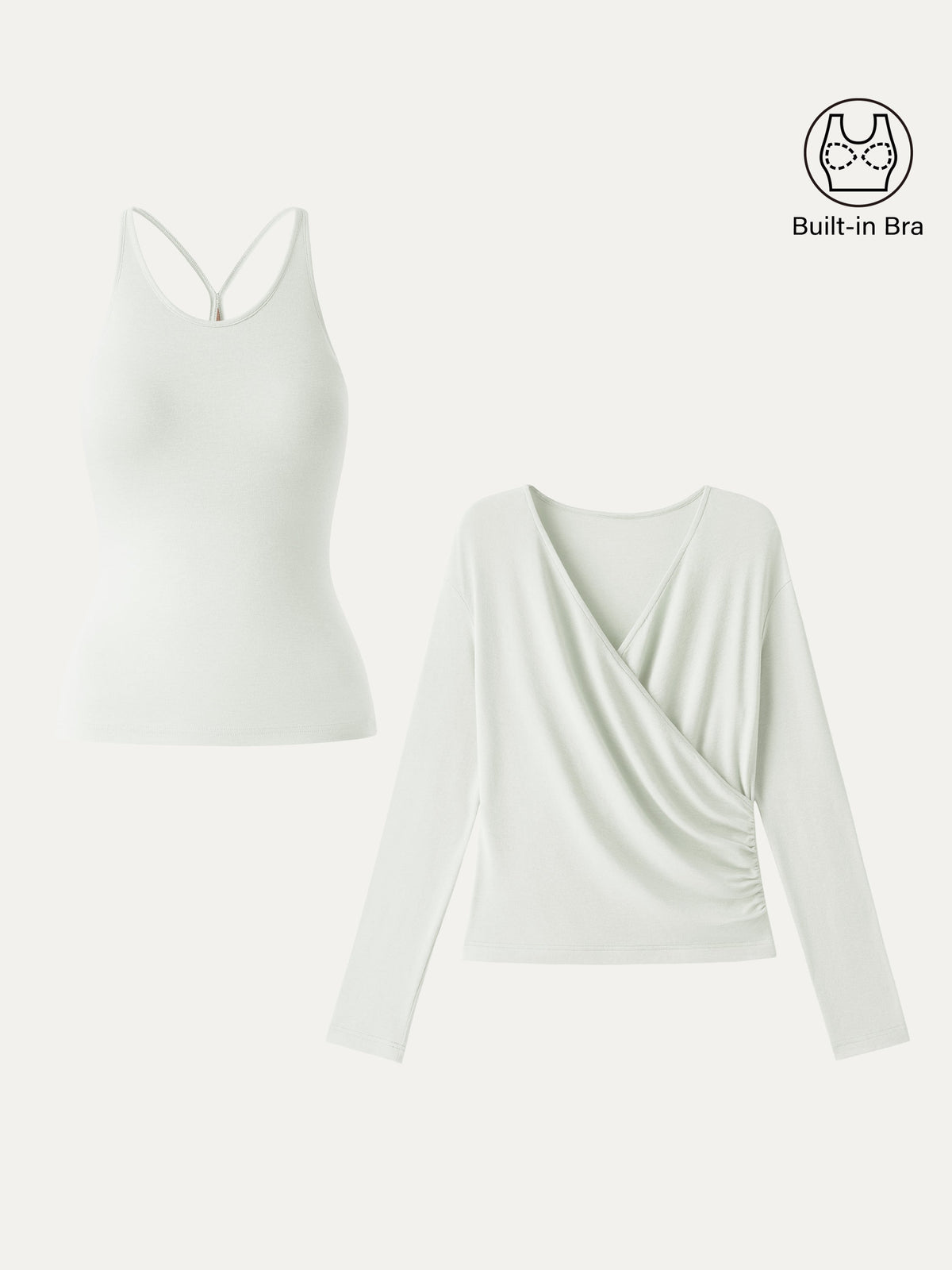 LiteWarm Two-Piece Set Cami with Surplice Ruched Built-In Bra Top — original photo 27