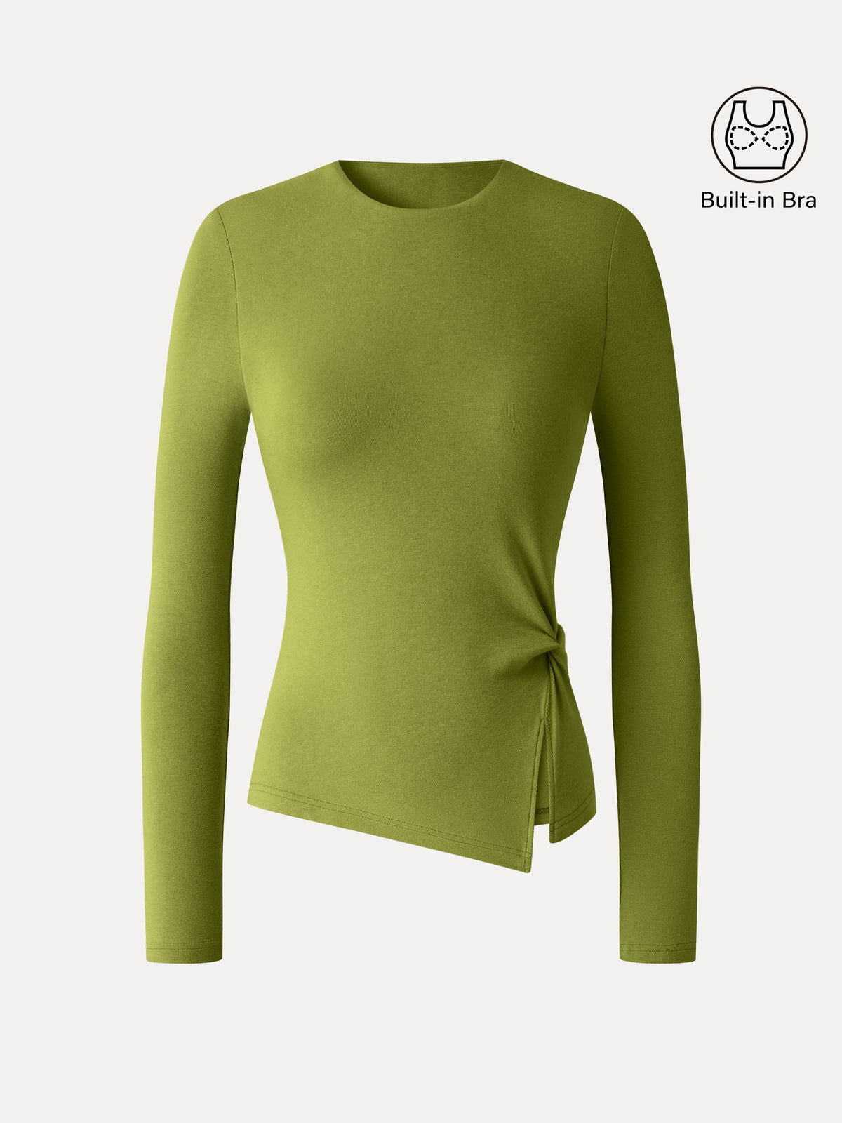 LiteWarm Round Neck Long Sleeve Twist-Hem Built-In Bra Top — original photo 8