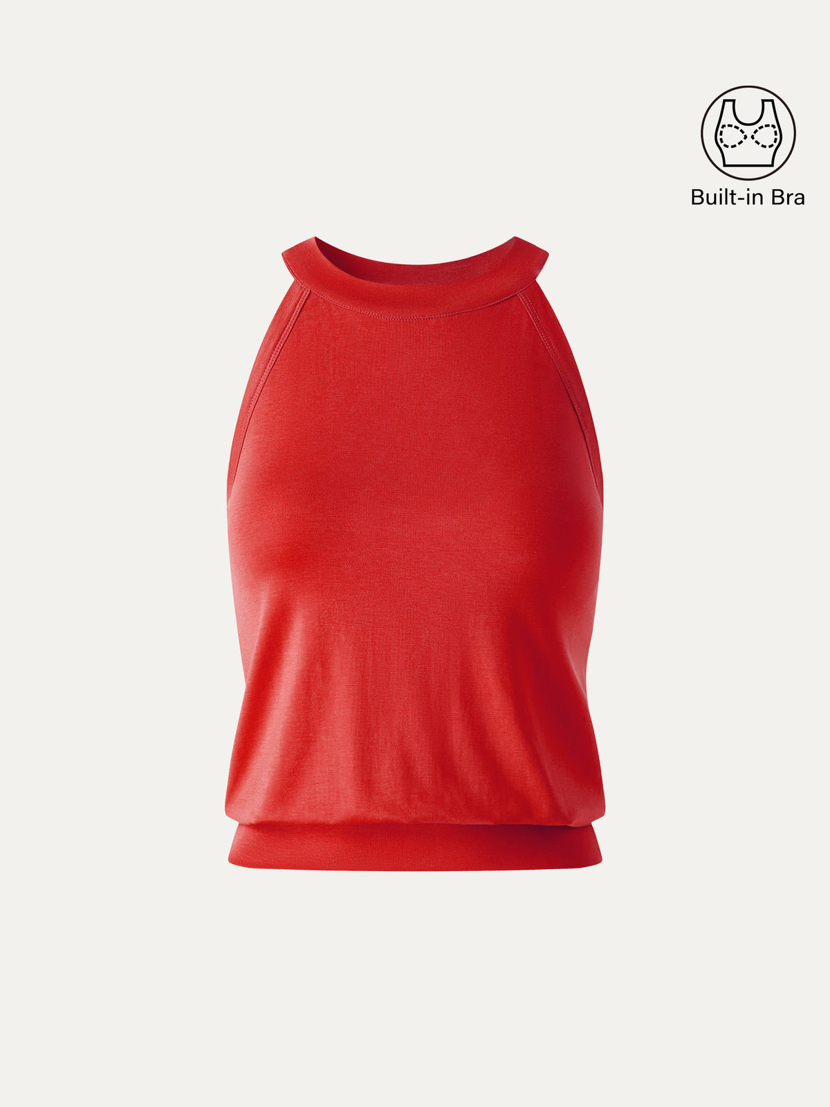 Halter Neck Banded Hem Built-In Bra Tank — original photo 9