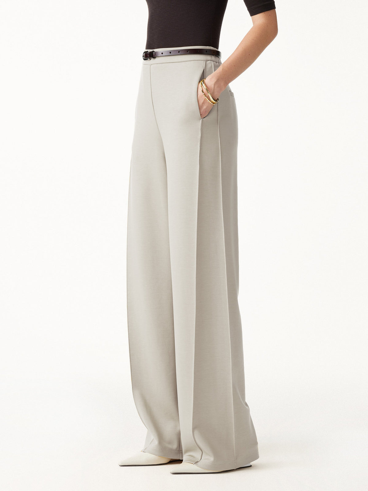 Modal Spacer Knit High-Rise Wide-Leg Pants with Pockets — original photo 4