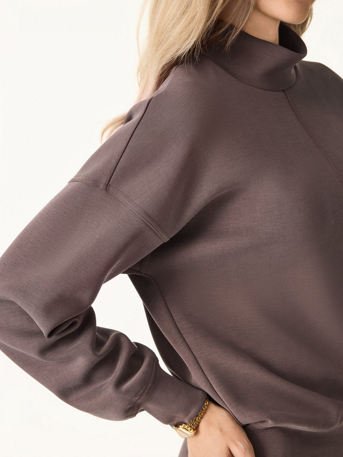 Modal Spacer Mockneck Long Sleeve Pullover Shirt — original photo 7