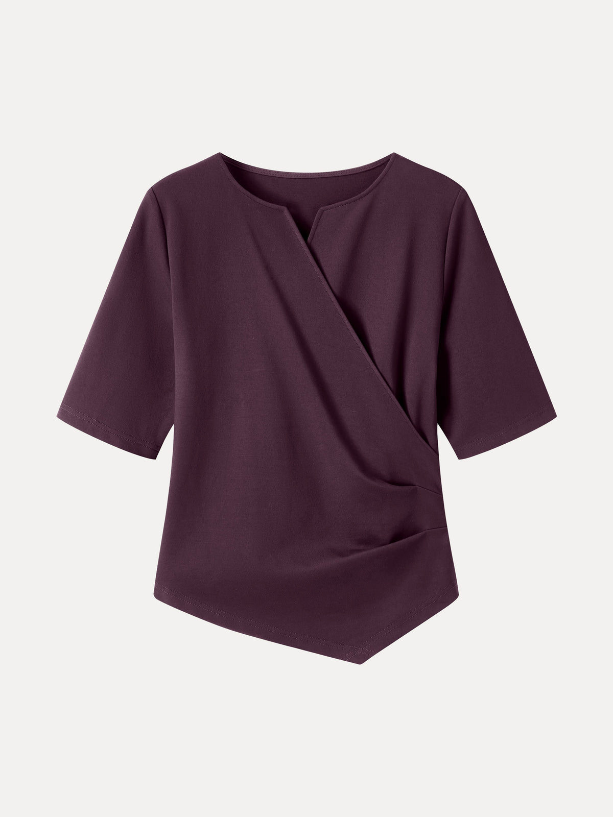 Ponte Surplice Elbow Sleeve Asymmetrical Hem Top — original photo 10