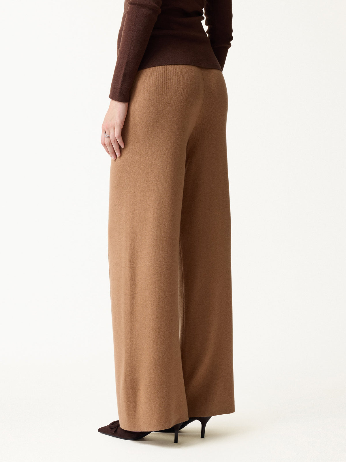 Merino Blend High-Rise Pintuck Wide-Leg Pants with Pockets — original photo 3