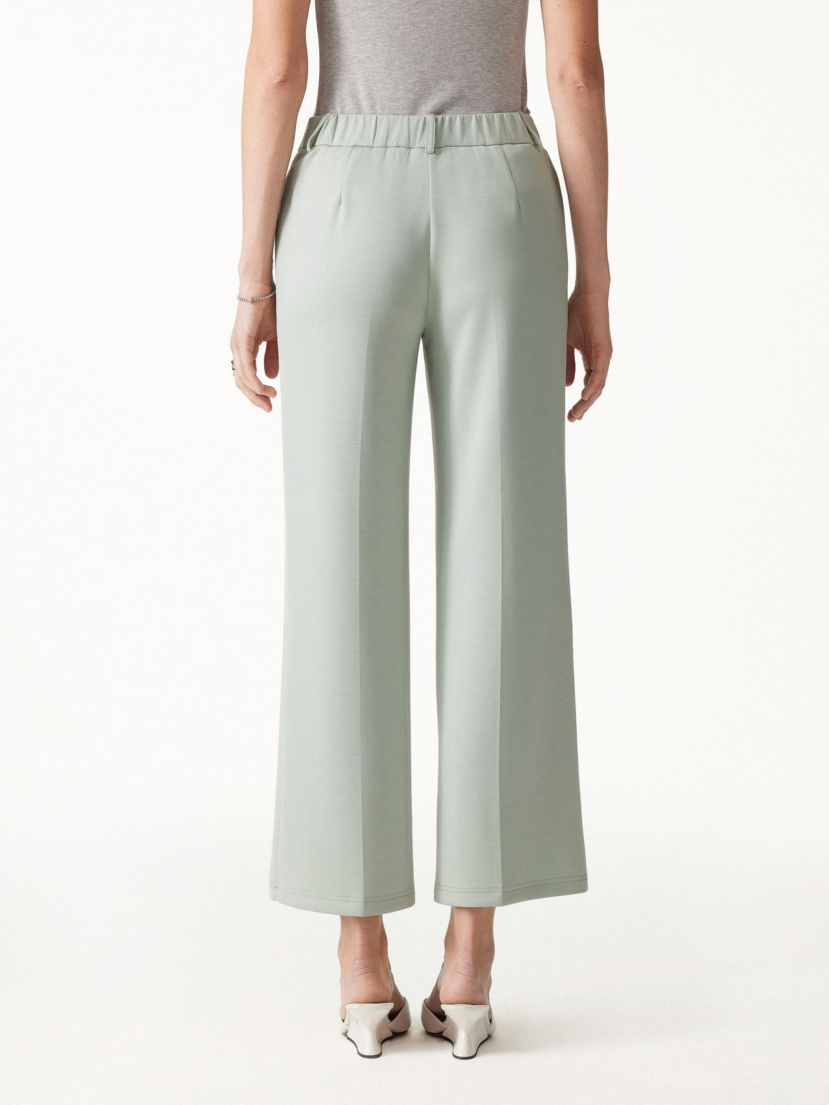 Lyocell Spacer Knit Cropped Flared Pants with Pockets — original photo 4