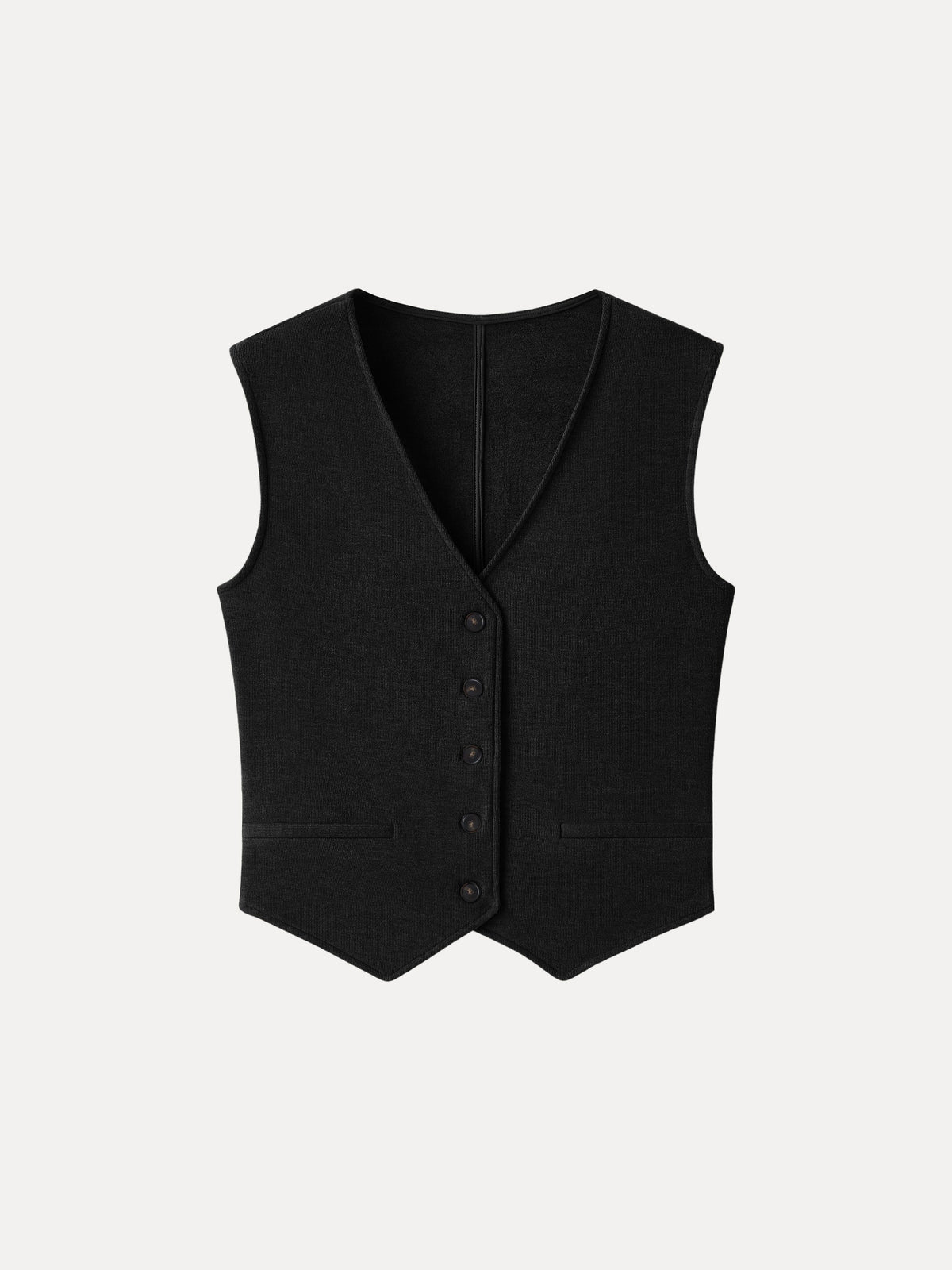 Petite-Friendly V-Neck Sleeveless Button-Down Cropped Vest — original photo 15