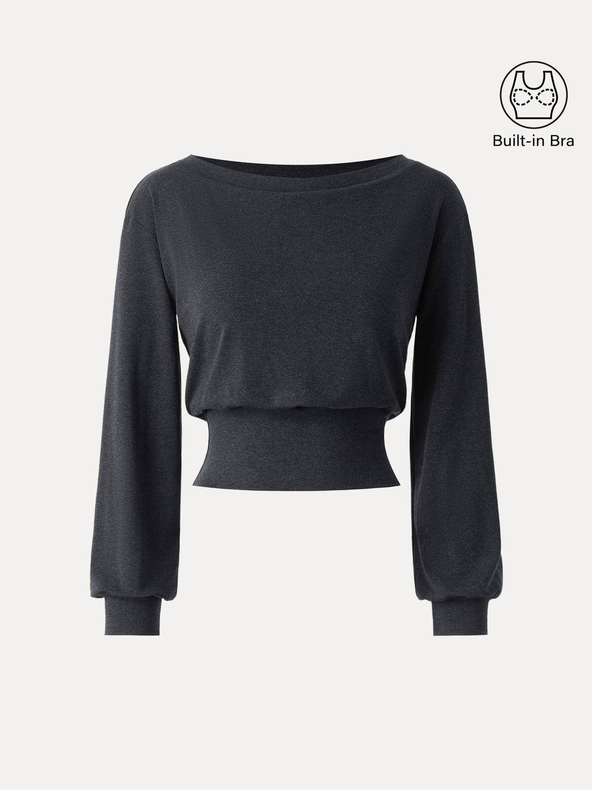 Non-Itchy Wool Blend Boatneck Built-In Bra Top — original photo 7