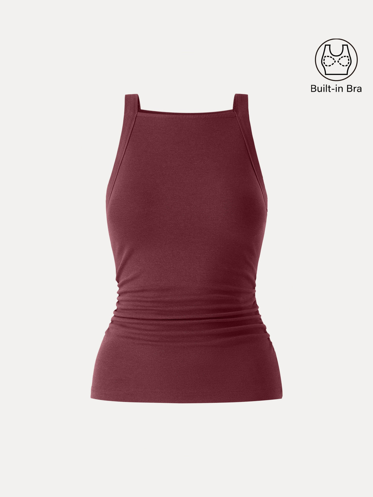 Plantive Chic Square Neck Ruched Rib Built-In Bra Tank — original photo 14