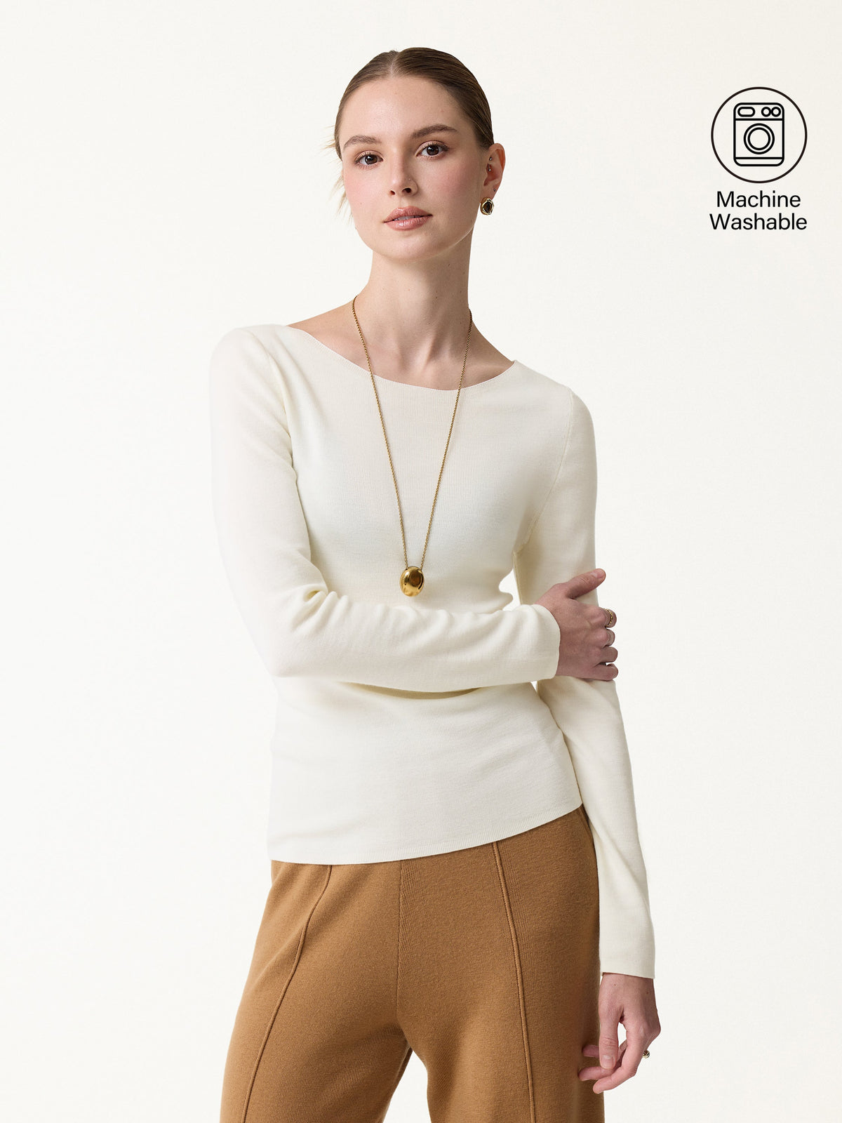 100% Merino Wool Boat Neck Sweater — original photo 2