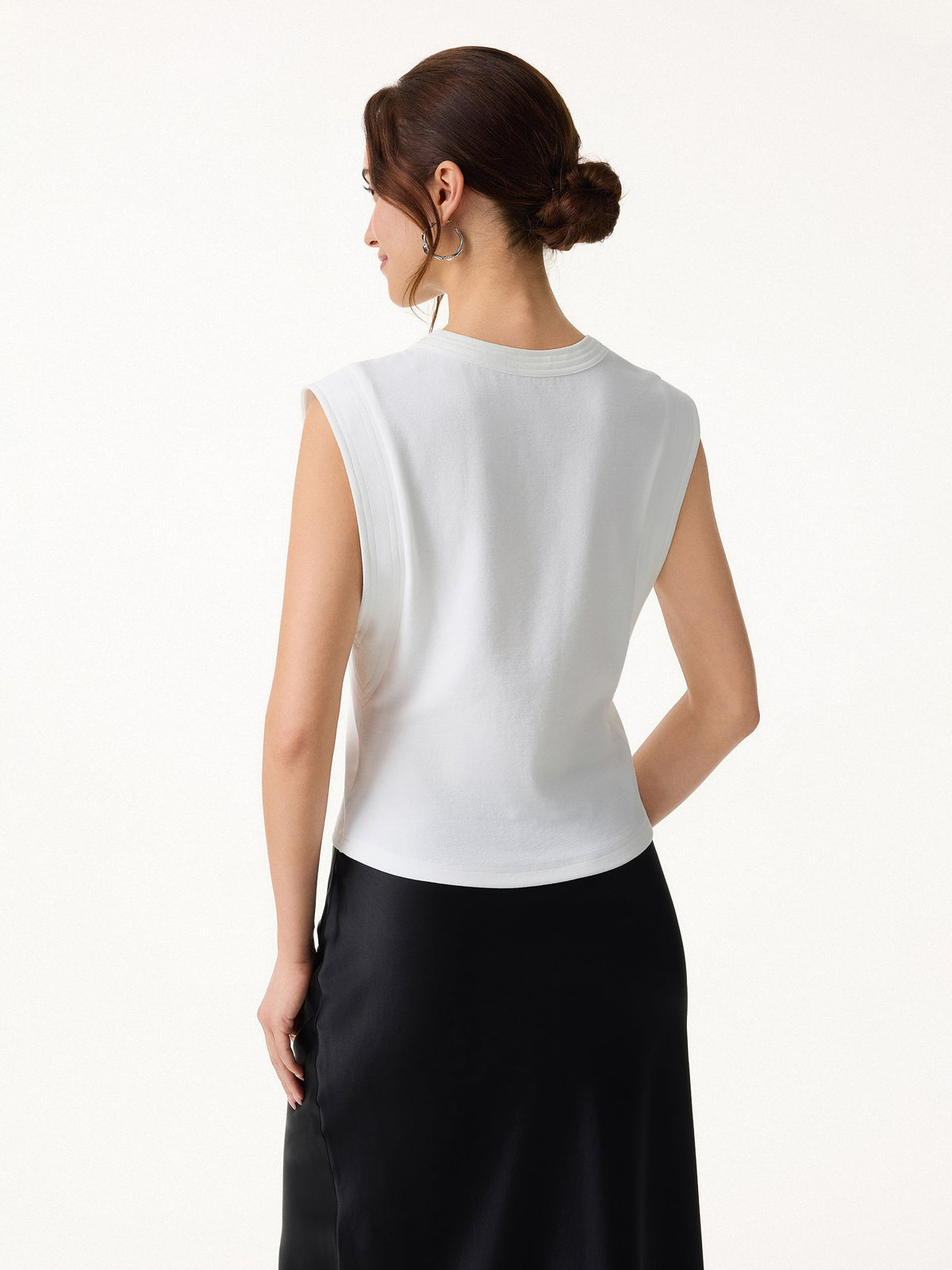 Soft Cotton Lyocell Cropped Wide Shoulder Tank — original photo 4