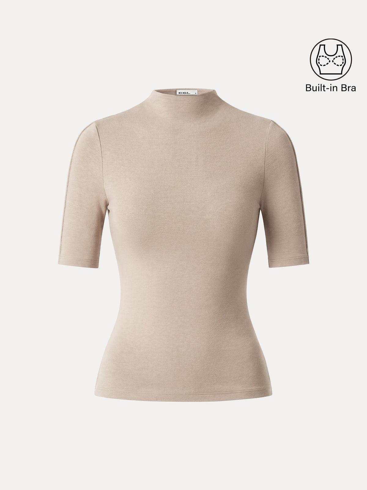 LiteWarm Mock Neck Elbow Sleeve Pintuck Built-In Bra Top — original photo 11