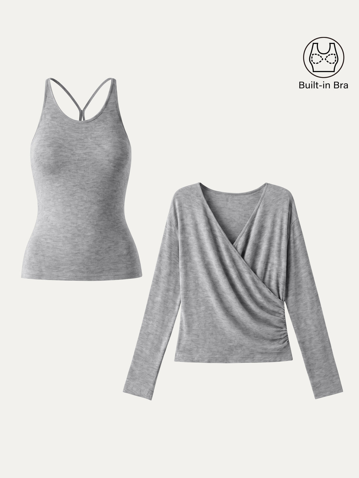 LiteWarm Two-Piece Set Cami with Surplice Ruched Built-In Bra Top — original photo 20