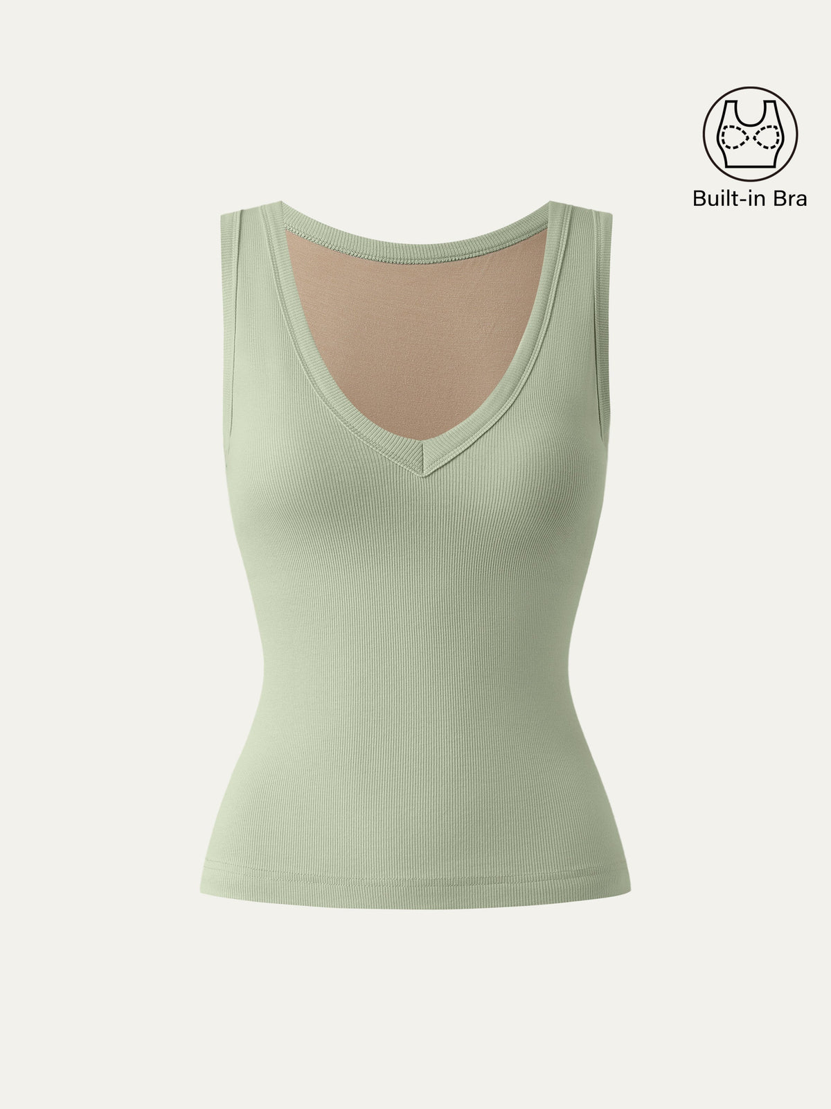 Stretchy V-neck Cotton Built-In Bra Tank — original photo 15