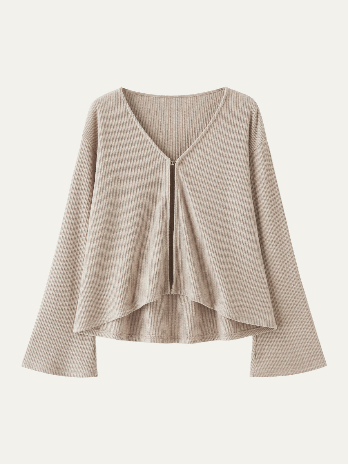 V Neck Flare Long Sleeve Cardigan — original photo 1