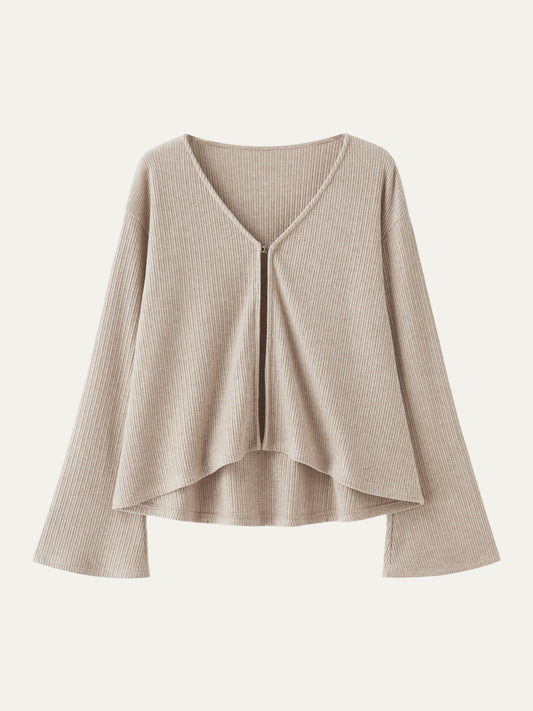 V Neck Flare Long Sleeve Cardigan — original photo 1