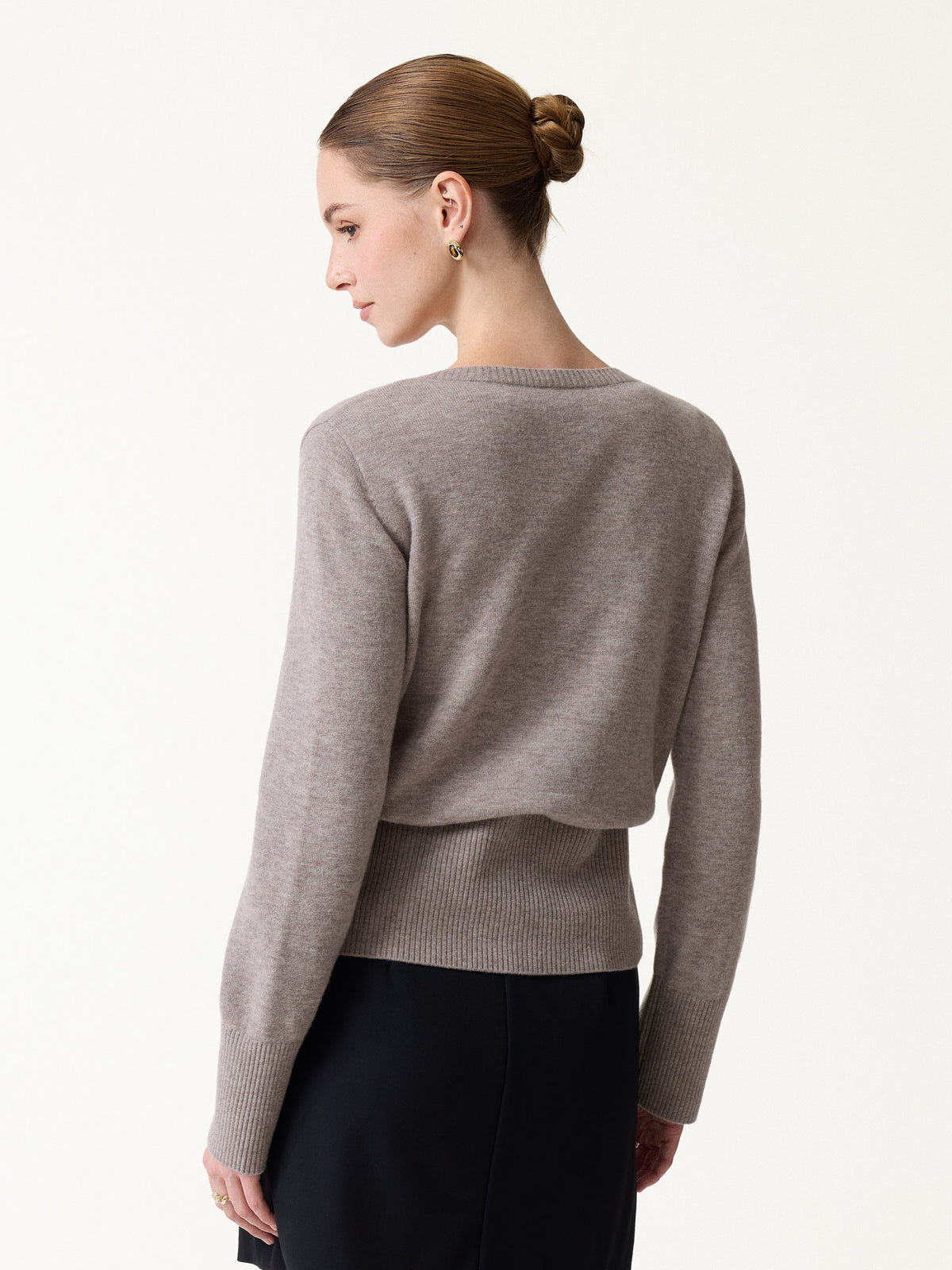 100% Merino Wool Crew Neck Long Sleeve Button-Front Cardigan — original photo 5