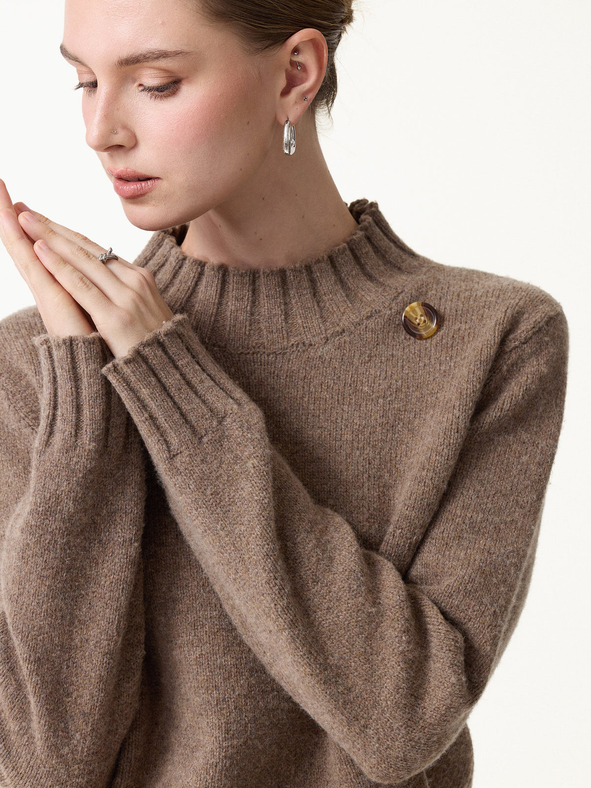 Merino Blend Plush Sweater with Removable Scarf — original photo 5