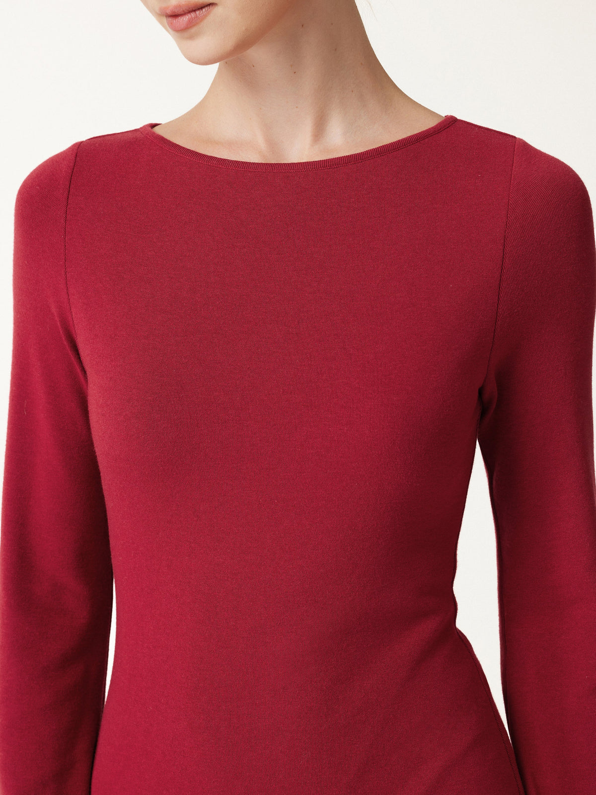 LiteWarm Boatneck Bell Sleeve Midi Built-In Bra Dress — original photo 4