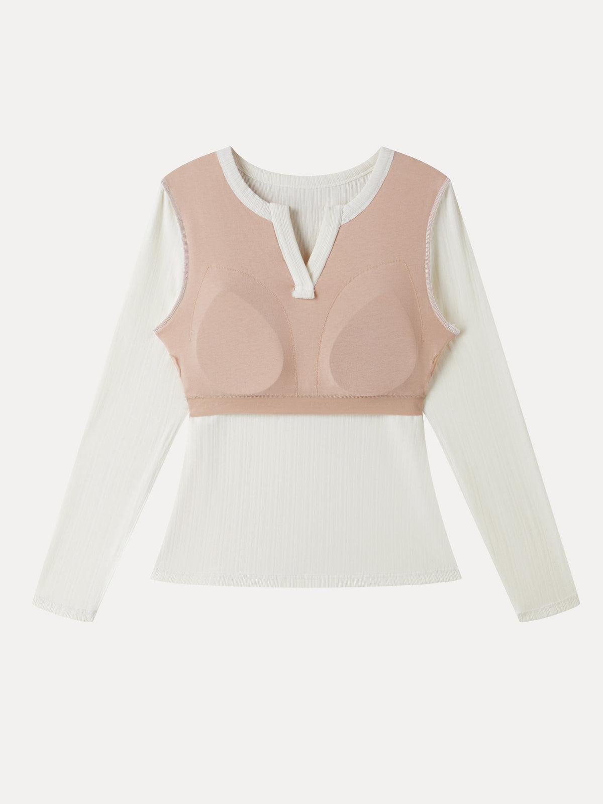ProWarm Viscose Henley Neck Long Sleeve Built-In Bra Top — original photo 6