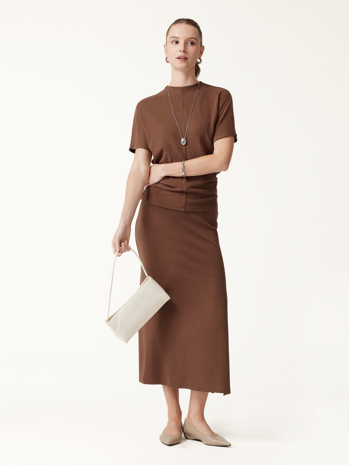 LiteWarm Mock Neck Cap Sleeve Seamed Top — original photo 2