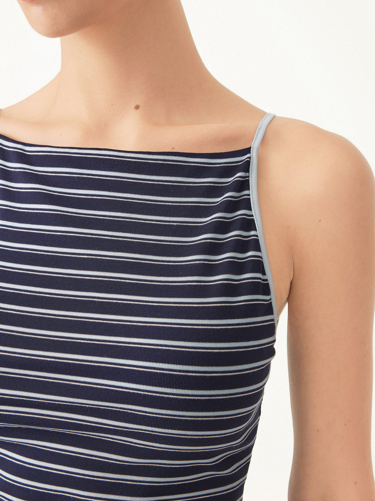 Striped Side Ruched Spaghetti New Airy Built-In Bra Tank — original photo 5