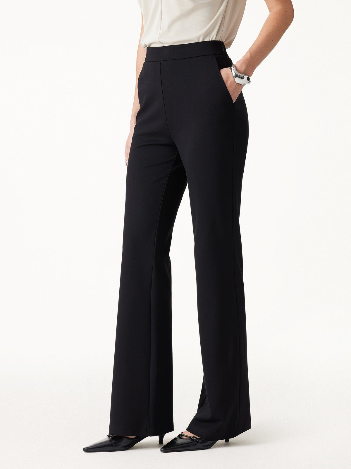 Ponte High-Rise Slim Flared Pants with Pockets — original photo 1