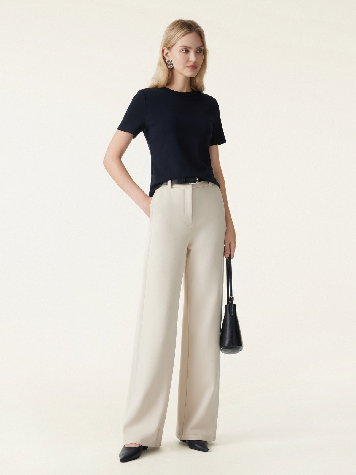 Stretchy Mid Rise Wide Leg Trouser — original photo 3