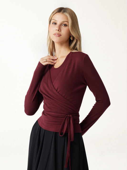 LiteWarm Cashmere Blend Reversible Wrap Tie-Waist Cardigan — original photo 1