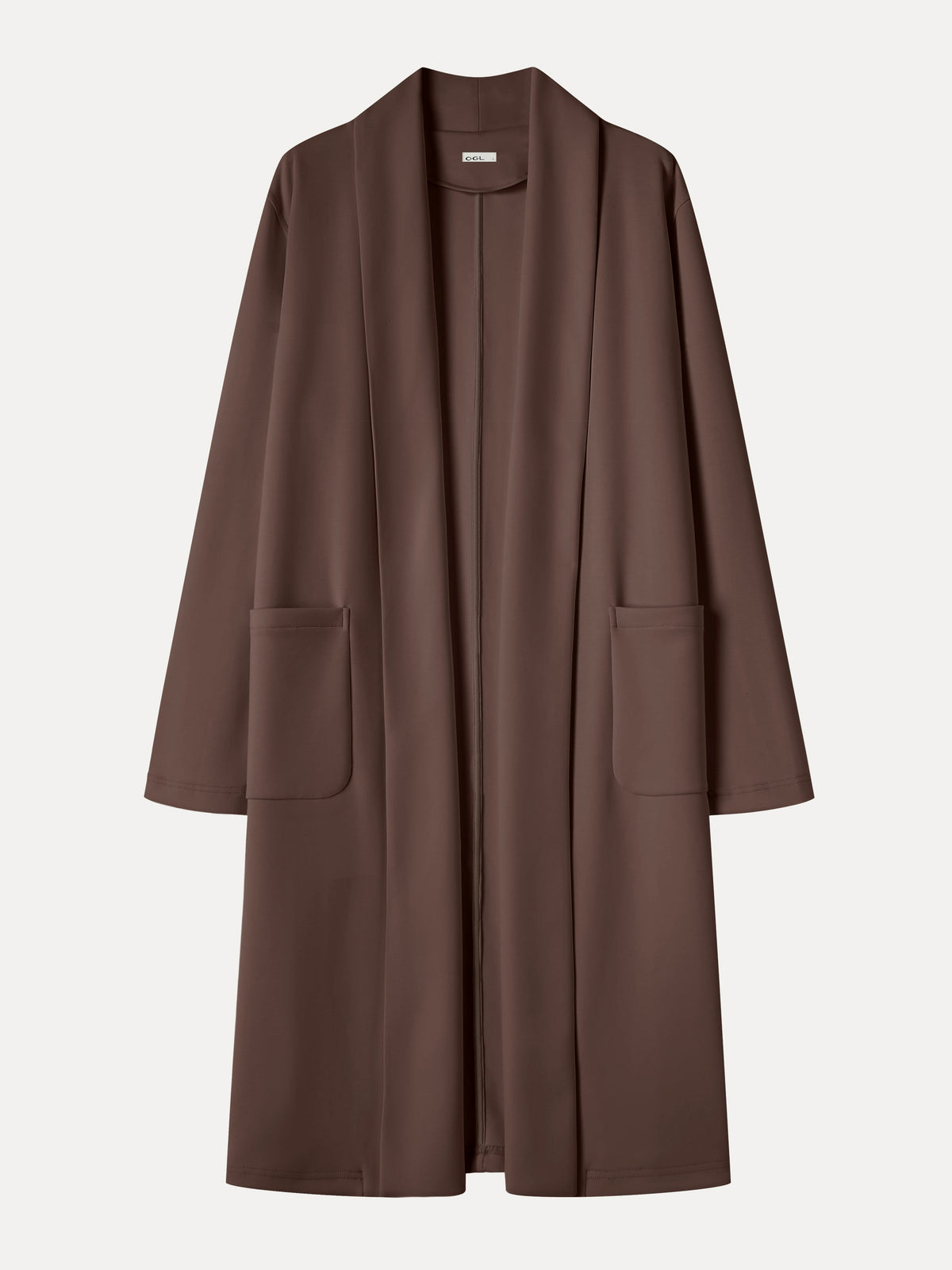 Modal Spacer Knit Shawl Collar Pocketed Long Cardigan — original photo 8