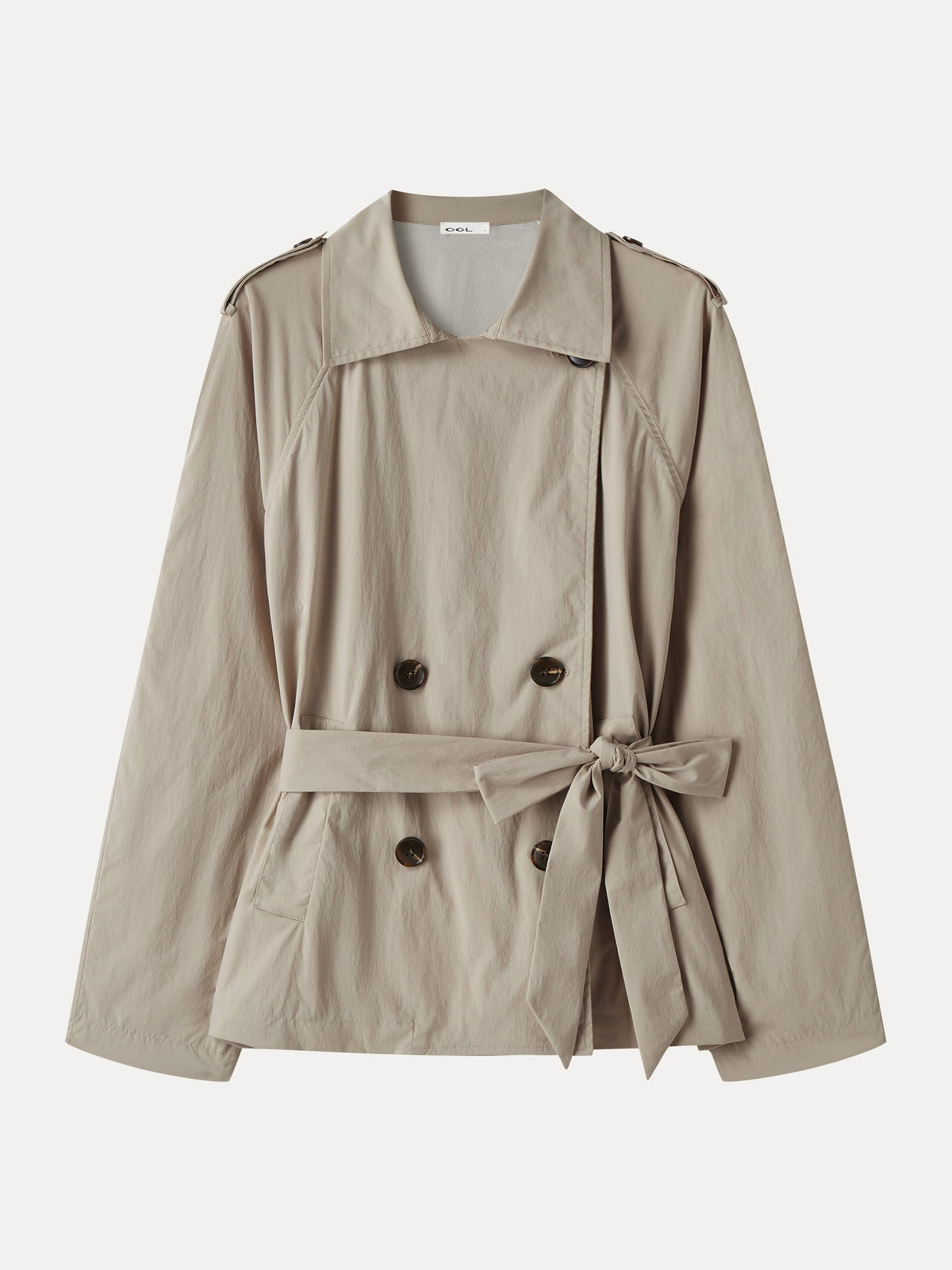 Packable Water-Repellent Peak Collar Trench Jacket with Pockets — original photo 7