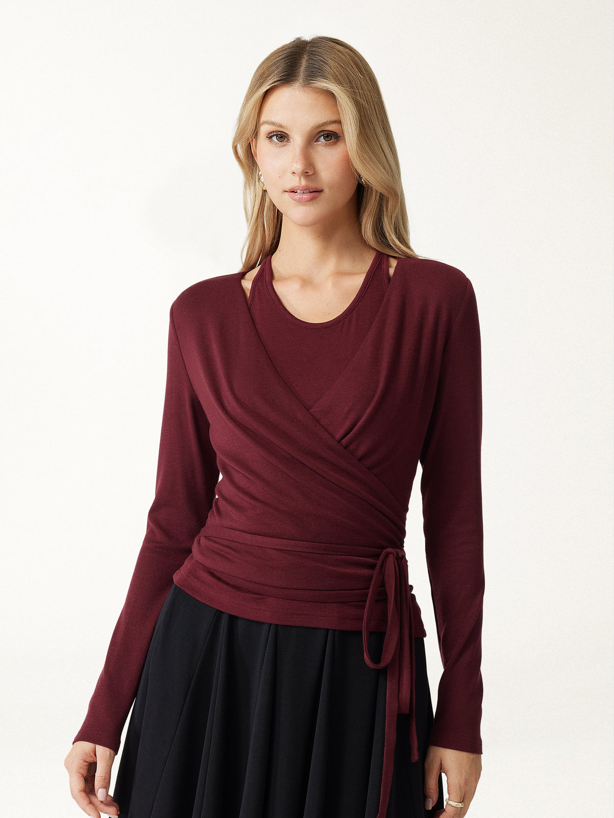 LiteWarm Cashmere Blend Reversible Wrap Tie-Waist Cardigan — original photo 3