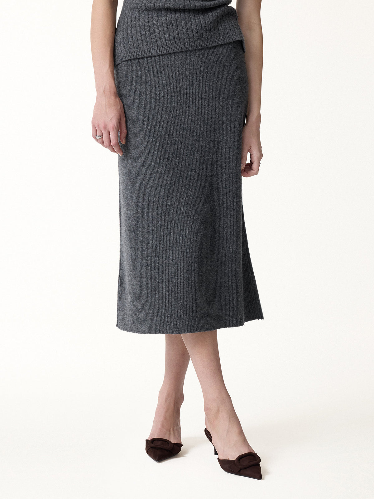The Everyday Textured Merino-Blend Knit Skirt — original photo 3