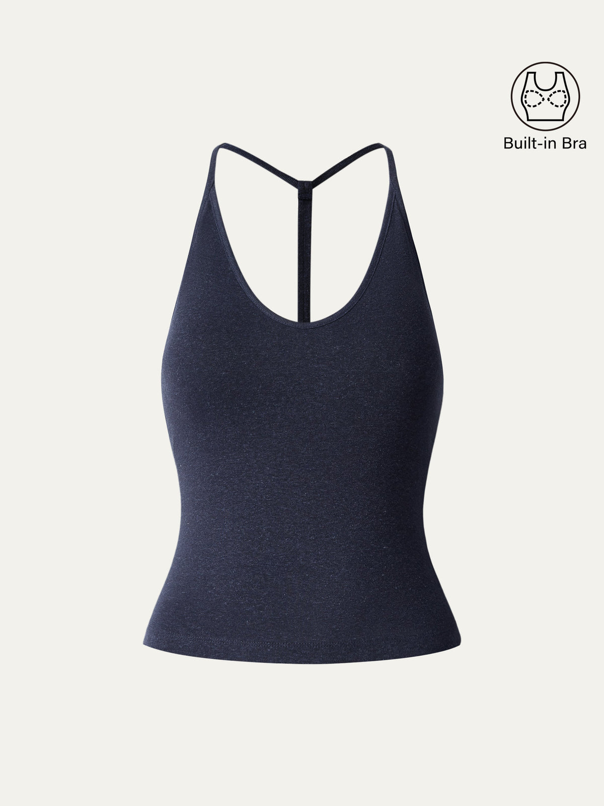 Soft Linen Luxe V-neck T-back Airy Built-In Bra Tank — original photo 7