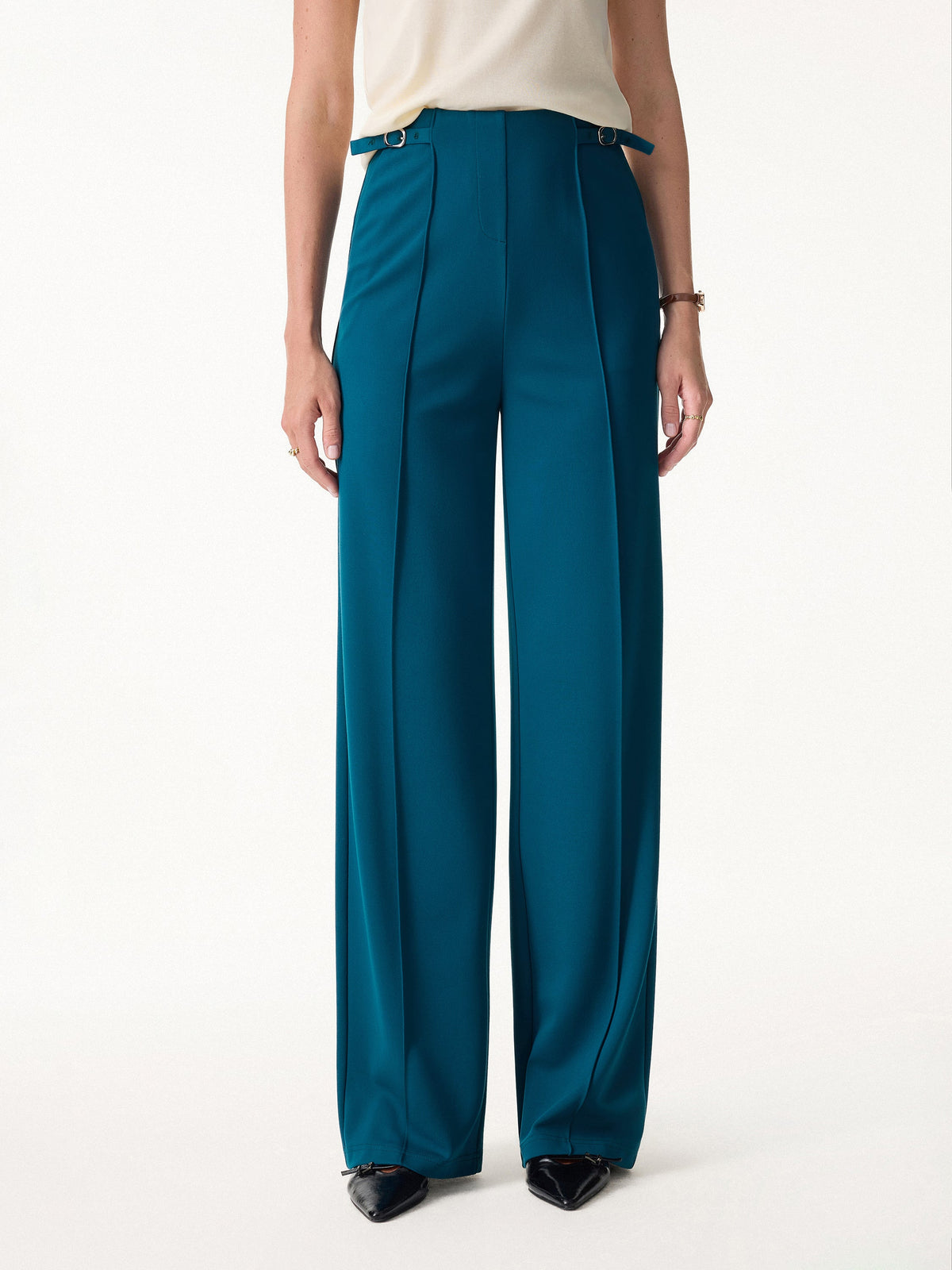 4-Way Stretch Drapey High Rise Wide Leg Ankled Pant — original photo 3