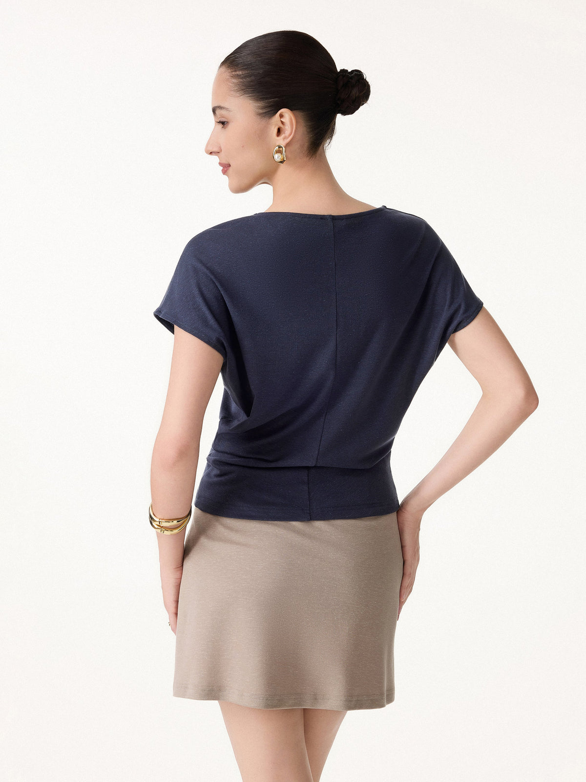 2Pcs Set Round Neck Top & A-Line Maxi Skirt with Pockets — original photo 3