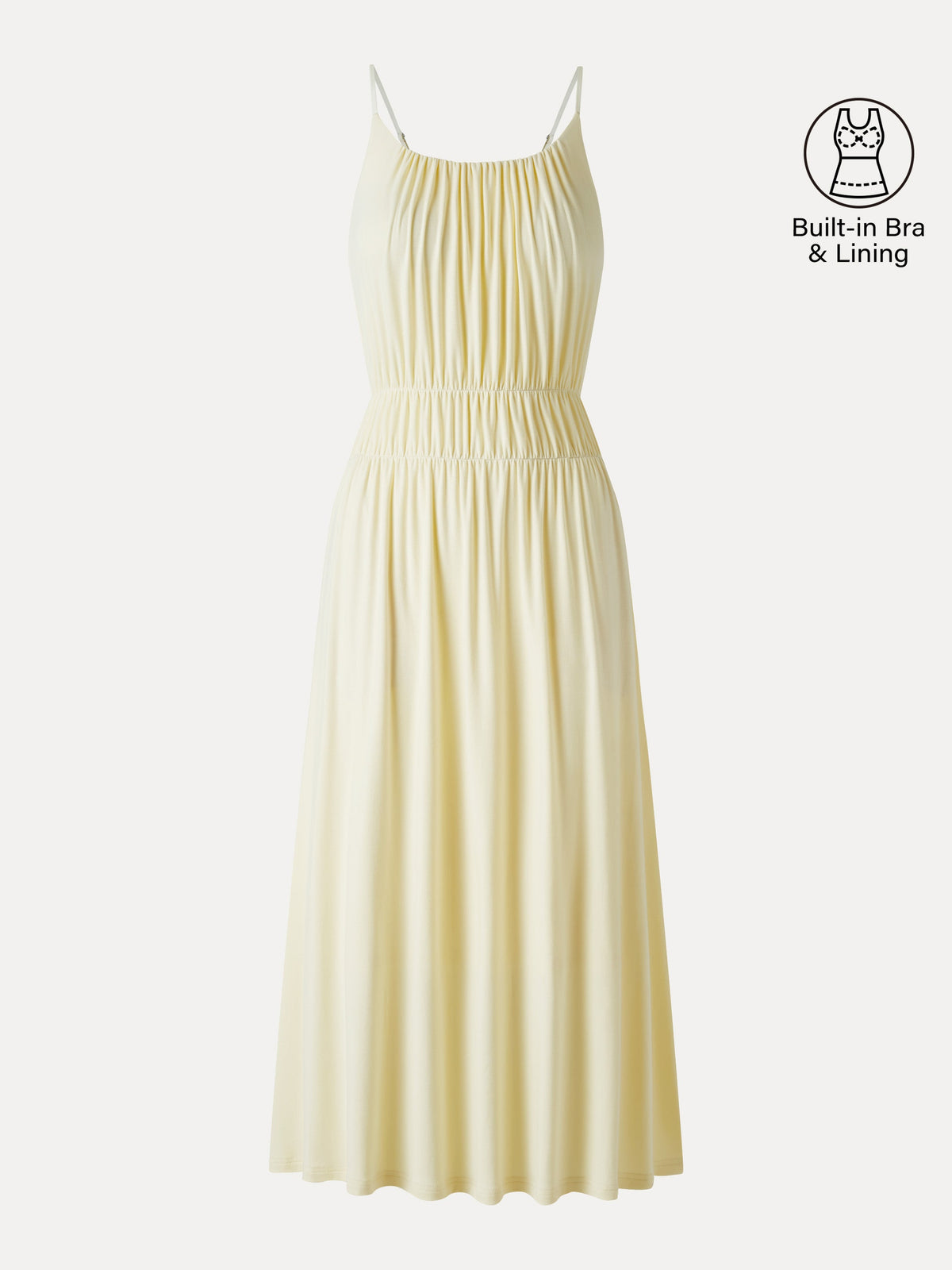 Vacay Gathered U-Neck Spaghetti Midi Built-In Bra Dress with Pockets — original photo 7