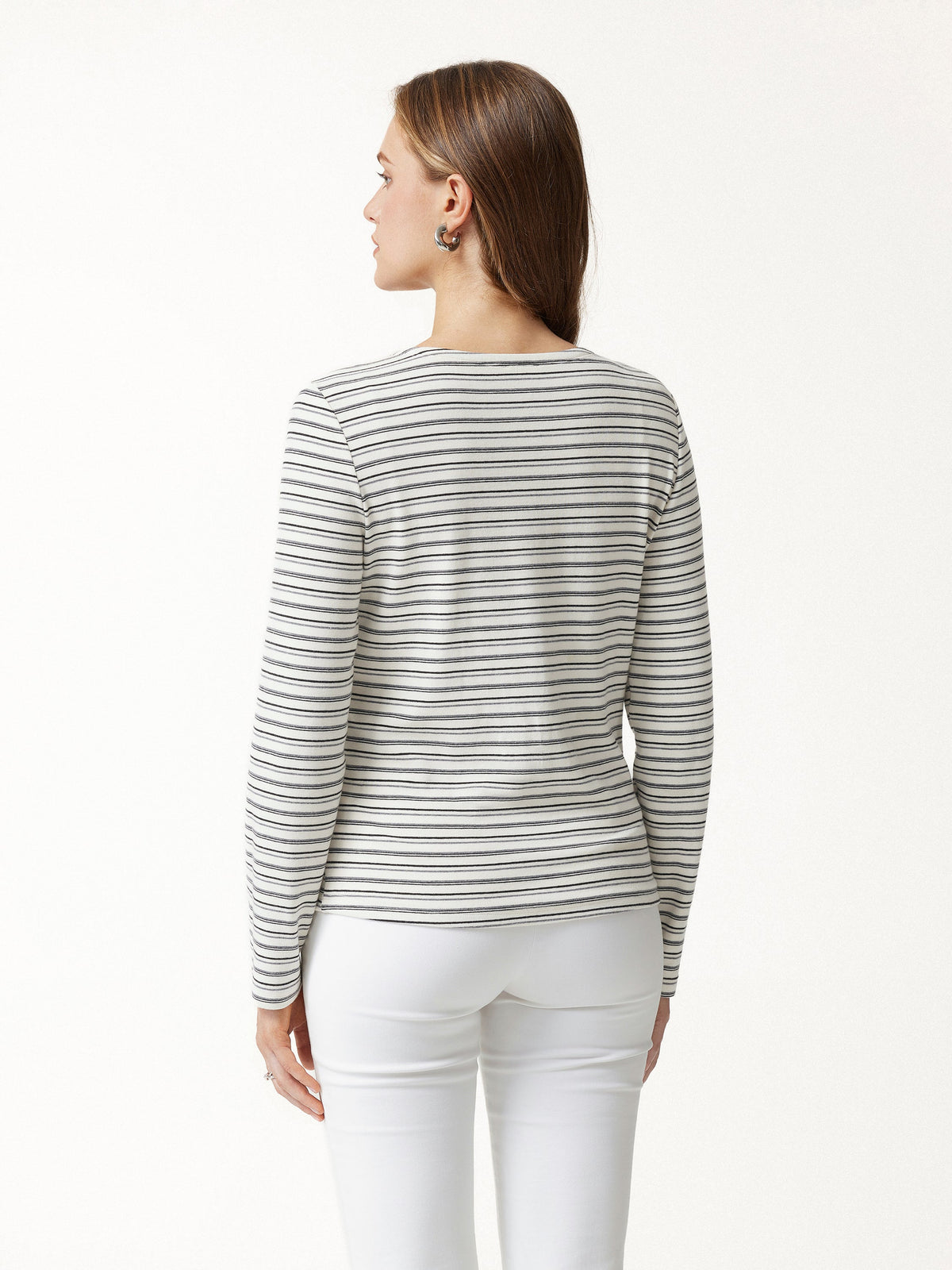 ProWarm Stripe Round Neck Long Sleeve Button-Up Cardigan — original photo 4