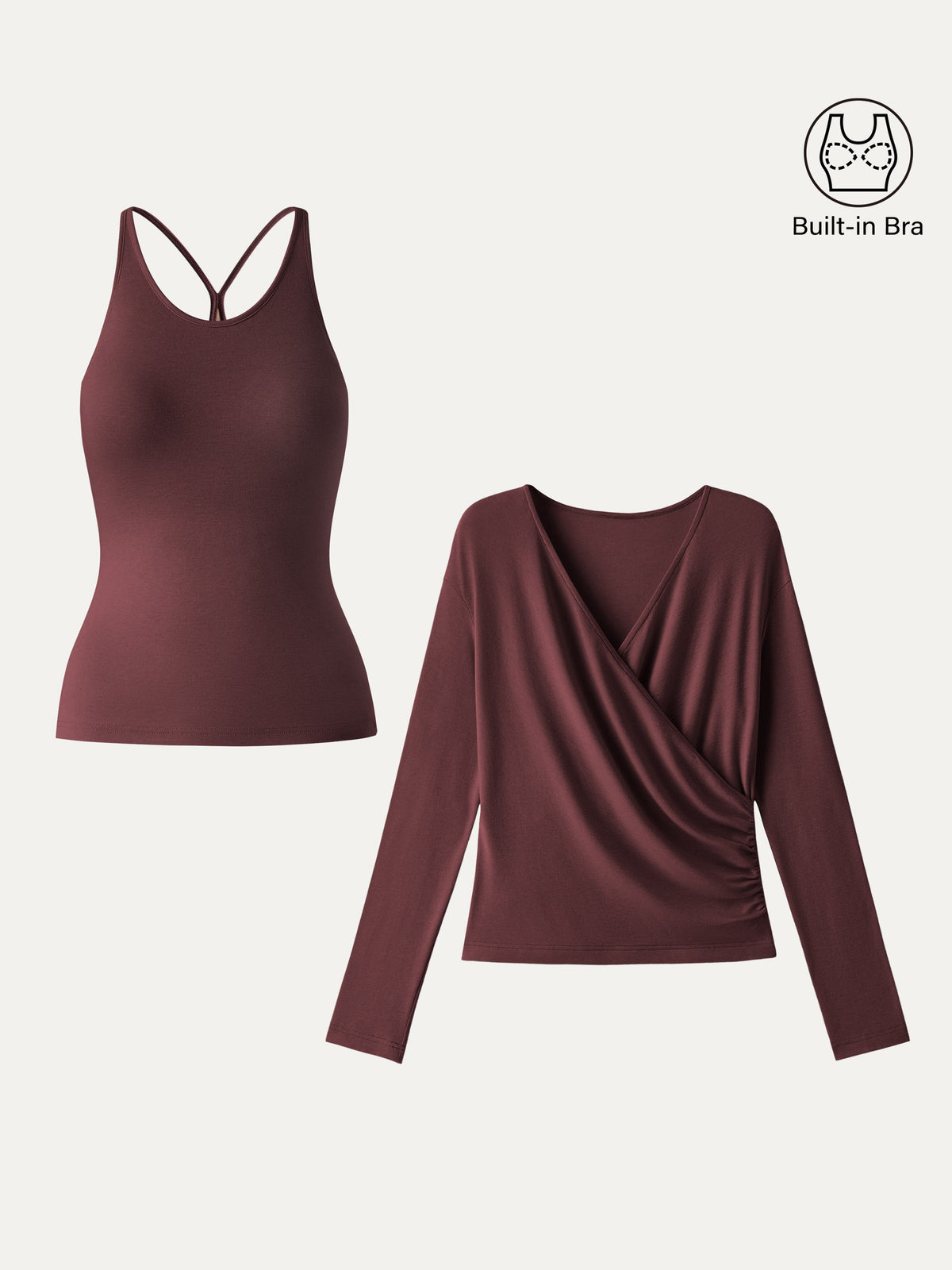 LiteWarm Two-Piece Set Cami with Surplice Ruched Built-In Bra Top — original photo 14