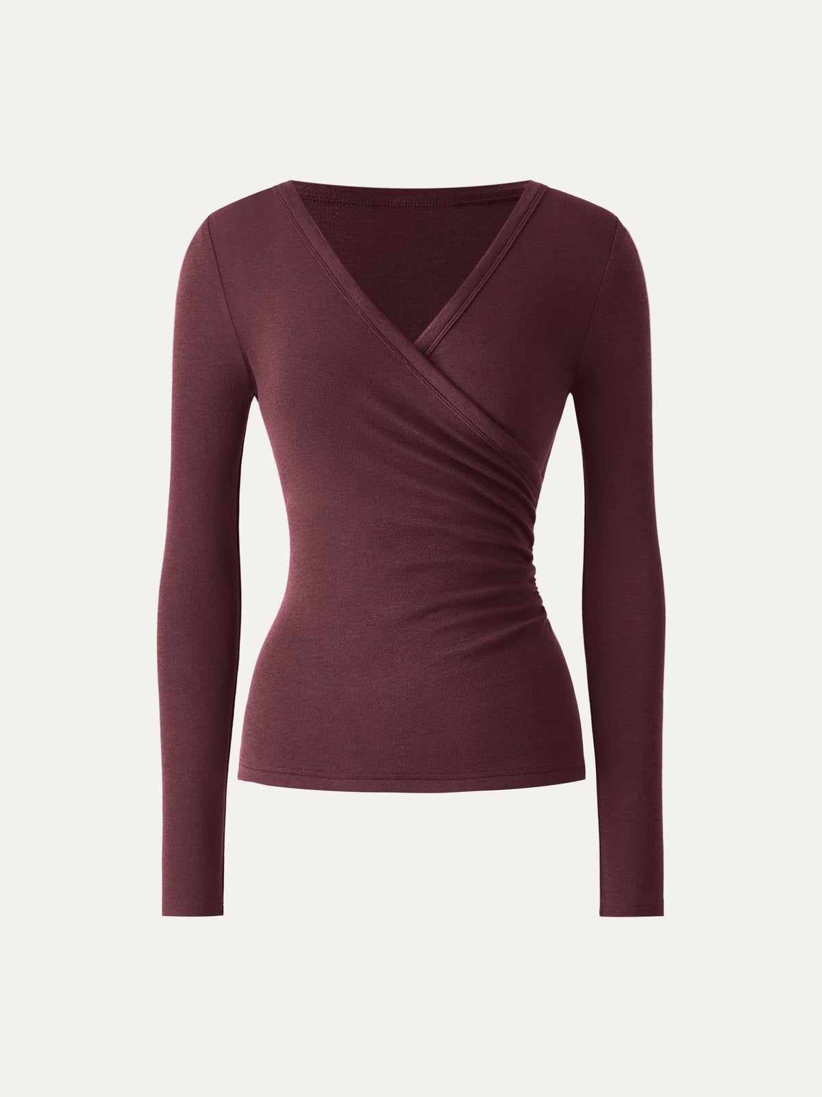 Eco-MiYaMoon® Surplice Ruched Long Sleeve Top — original photo 10