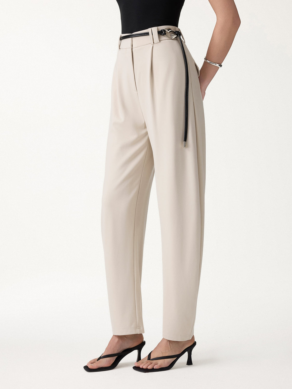 CoolTouch Stretch Ponte High Rise Cropped Barrel Pants — original photo 3