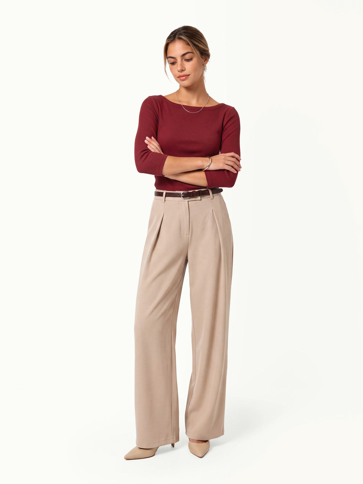 Plantive® Boatneck 3/4 Sleeve Built-In Bra Top — original photo 10