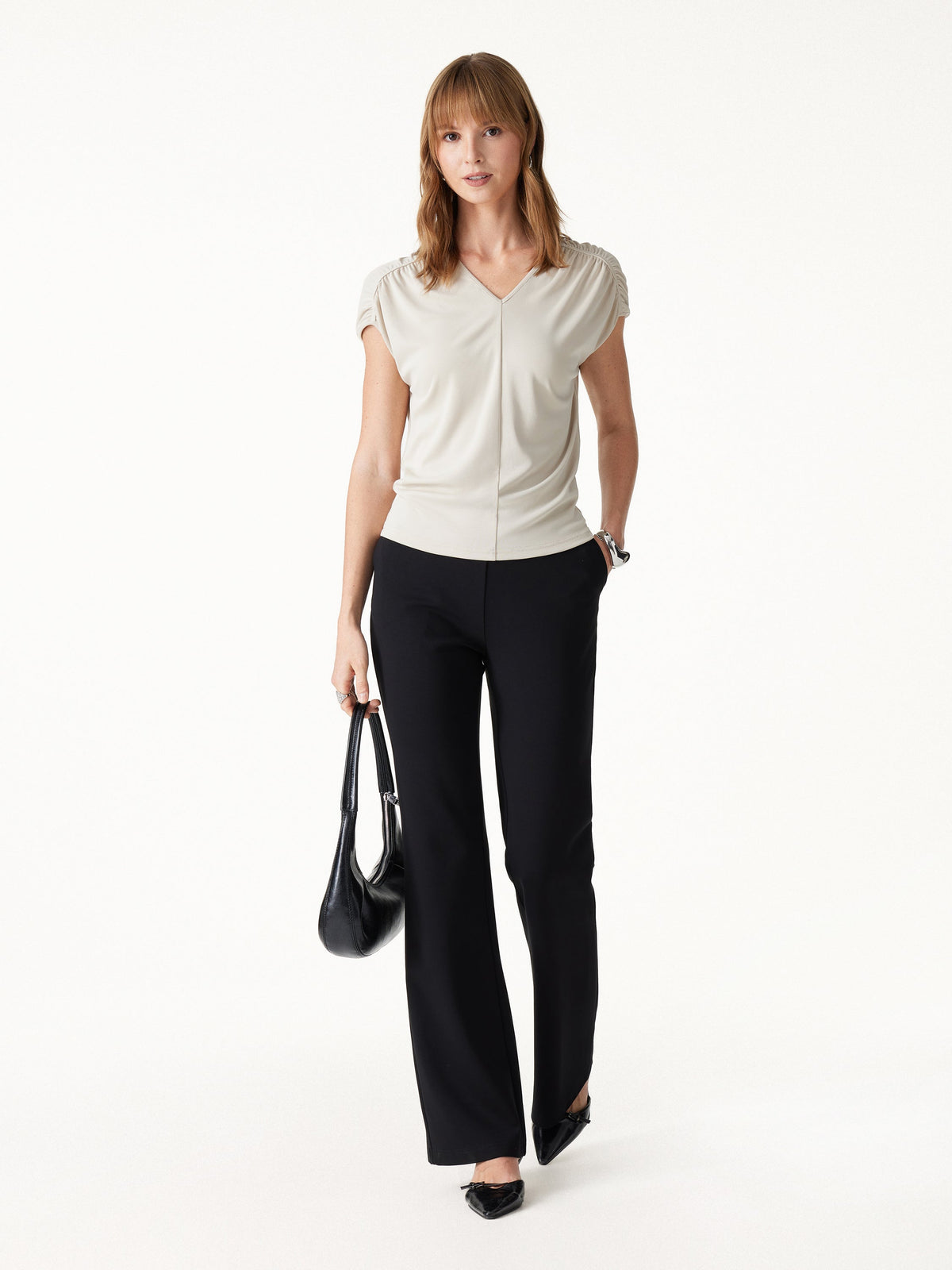 Ponte High-Rise Slim Flared Pants with Pockets — original photo 3