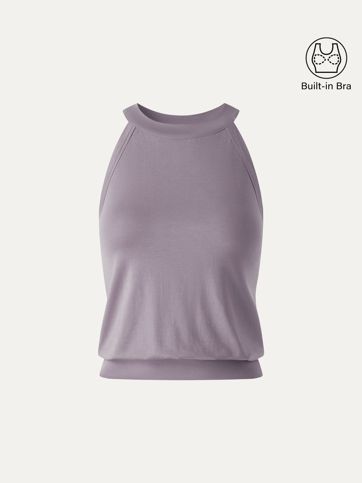 Halter Neck Banded Hem Built-In Bra Tank — original photo 12