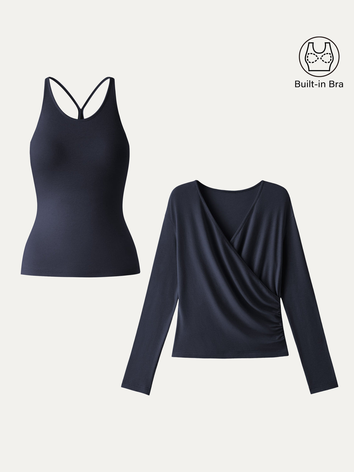 LiteWarm Two-Piece Set Cami with Surplice Ruched Built-In Bra Top — original photo 16