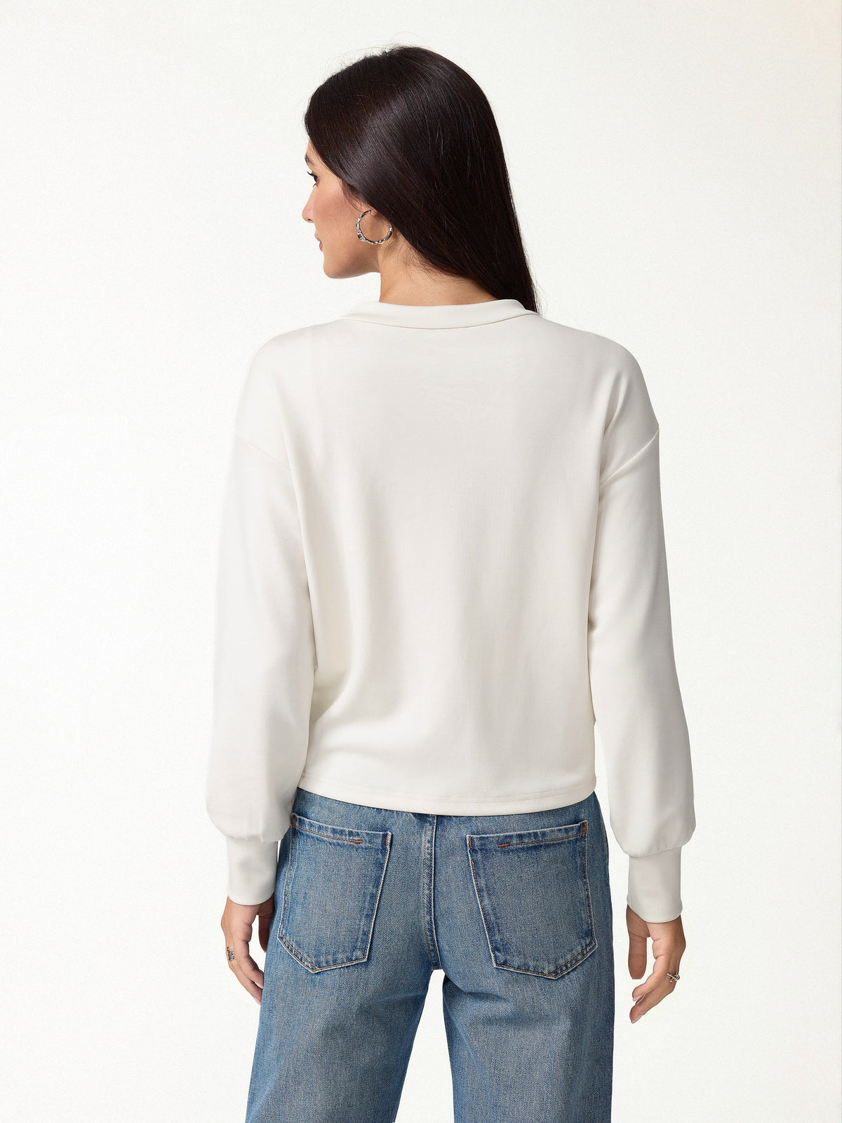 Modal Spacer Knit V-Neck Long Sleeve Button-Down Cardigan — original photo 4