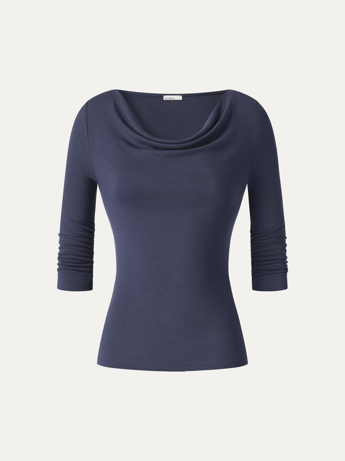 LiteWarm Lyocell-Wool Cowl Neck 3/4 Sleeve Ruched Cuff Top — original photo 9