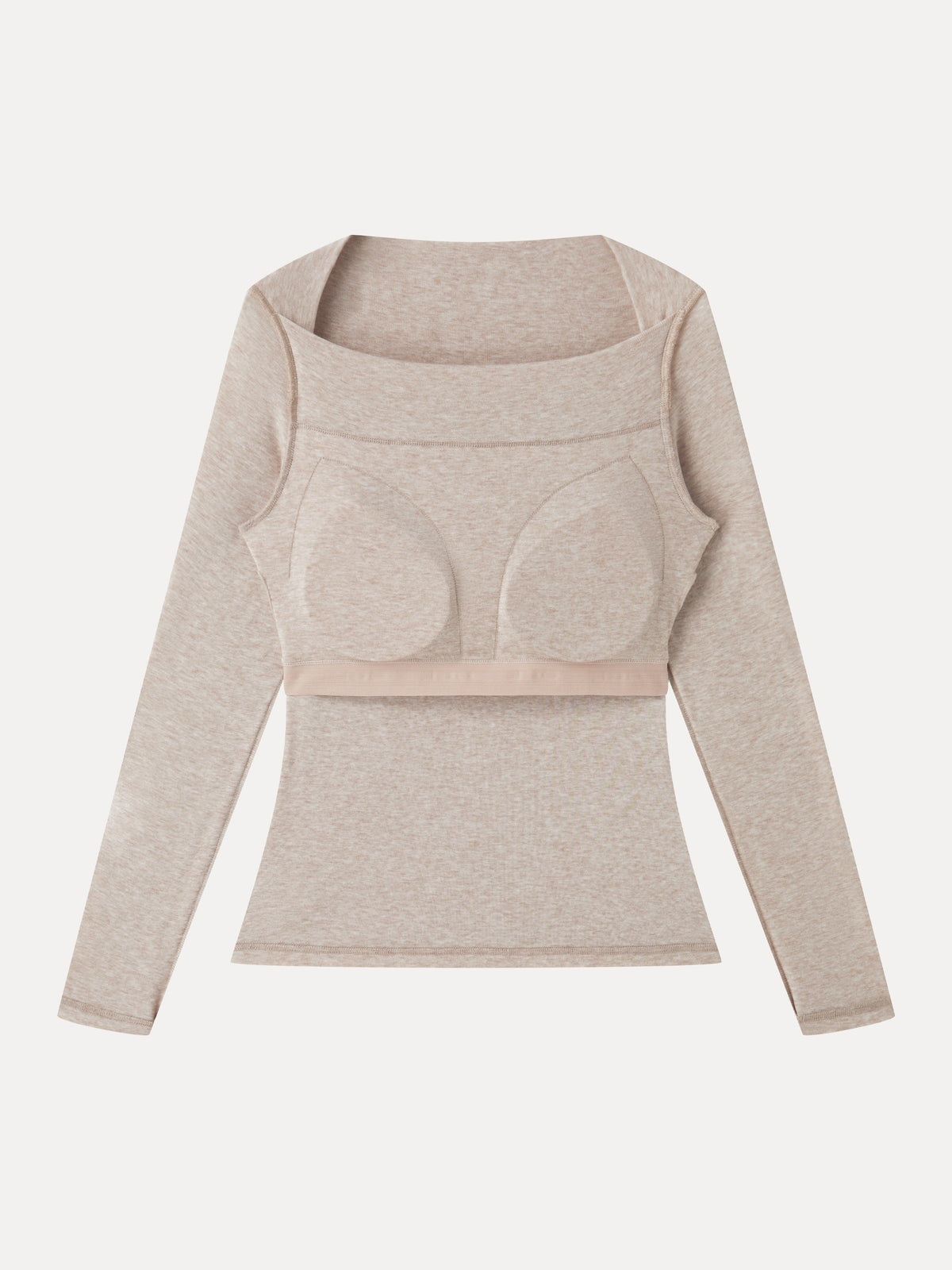 LiteWarm Lyocell-Wool Trapeze Neck Long Sleeve Built-In Bra Top — original photo 6