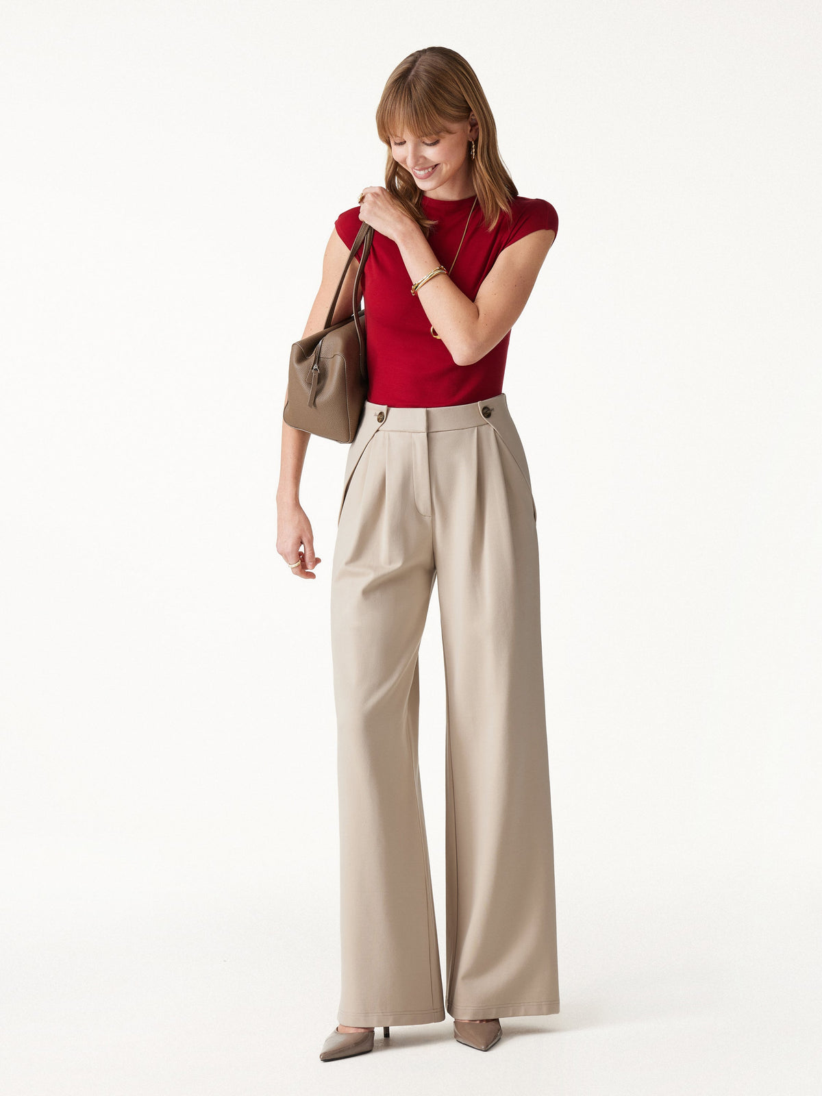 Ponte High-Rise Wide-Leg Gusset Pants with Pockets — original photo 2